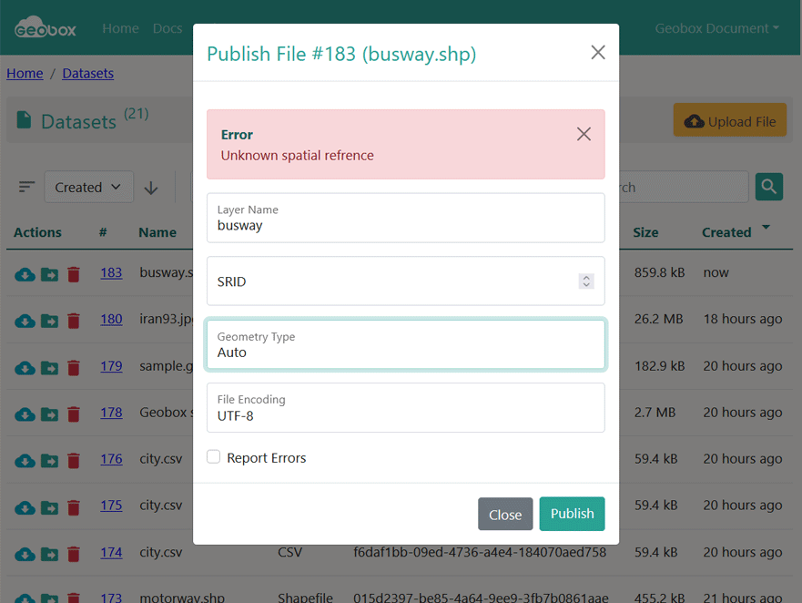 خطای صحیح نبودن سیستم مختصات در انتشار دیتاست