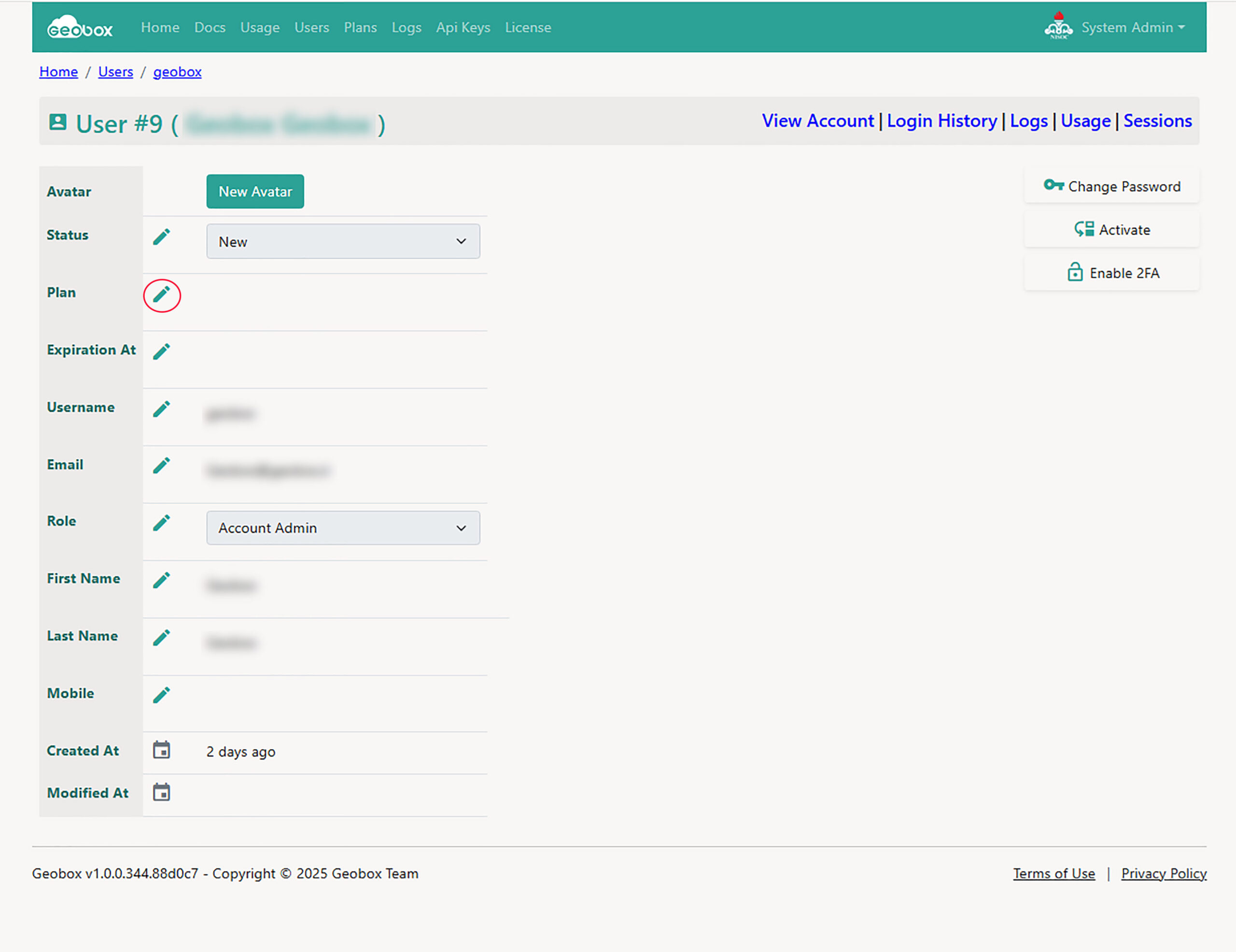 user profile