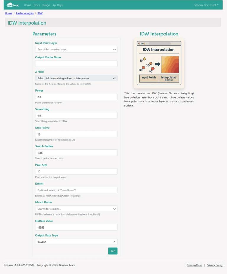 ابزار IDWInterpolation